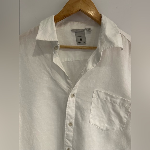 Tristan Linen white button up L - Picture 2 of 5
